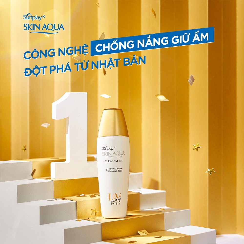 Sữa chống nắng dưỡng trắng cho da dầu Sunplay Skin Aqua Clear White SPF 50+, PA++++ 25g và 55g