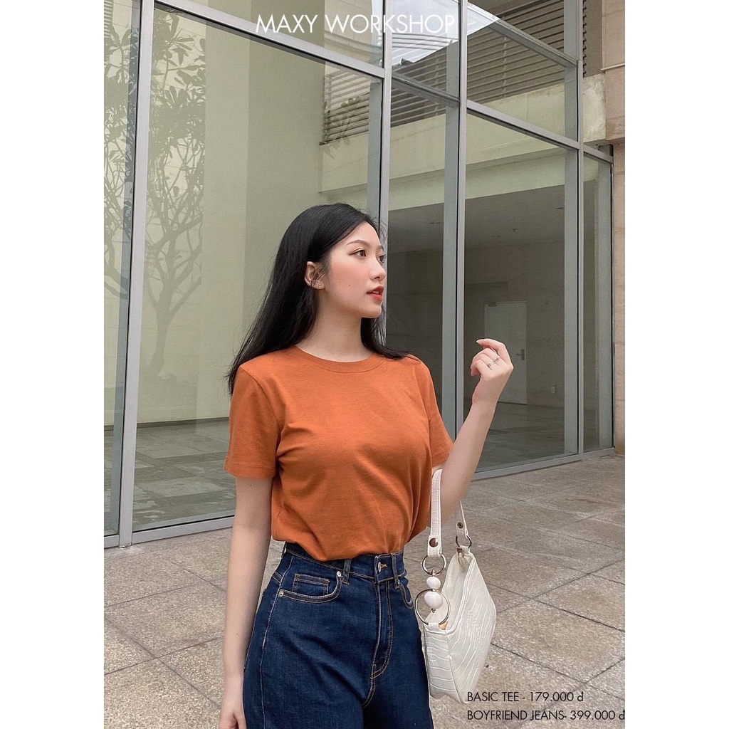 Áo thun nữ cổ tròn Basic Tee Orange Maxy Workshop