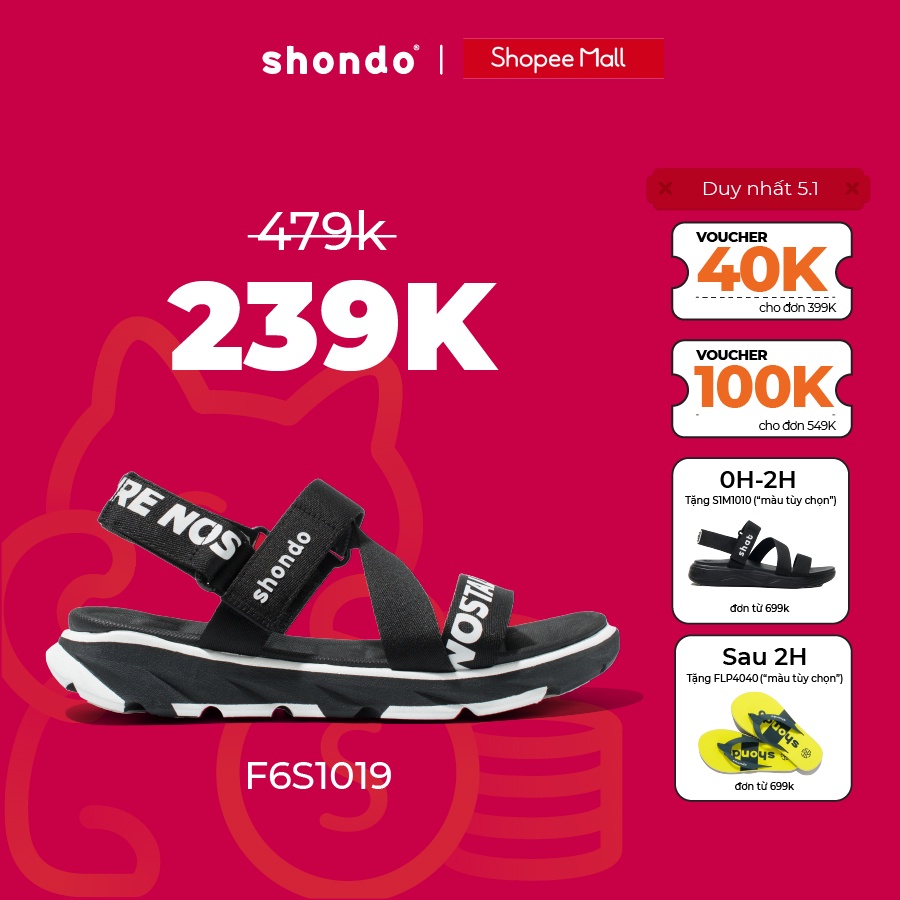 Giày Sandals Nam Nữ Shondo F6 Future Đen F6S1019