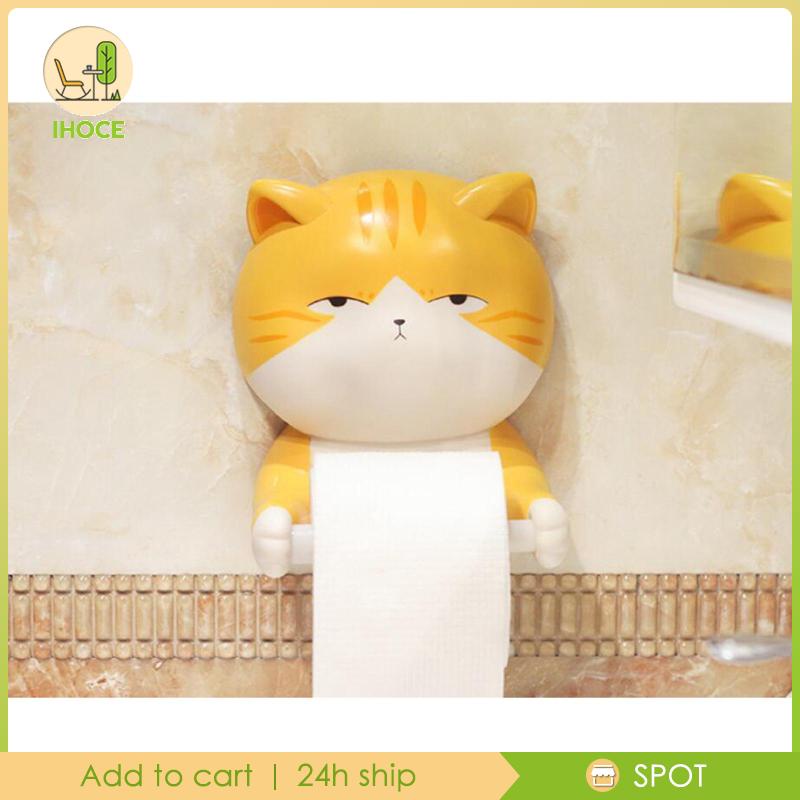 Giá Đỡ Cuộn Khăn Giấy 3D Bằng Nhựa Resin Gắn Tường Hình Mèo Hoạt Hình Vui Nhộn Trang Trí Phòng Tắm / Nhà Bếp