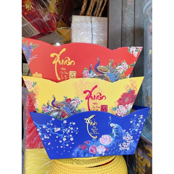 thuyền giấy Xuân bọc quà tết 3 màu