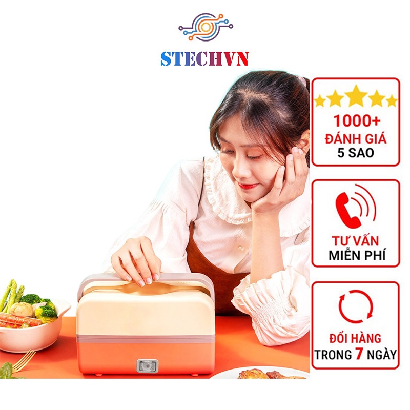 Hộp Đựng Cơm Cắm Điện Văn Phòng Hai Tầng Hộp Cơm Giữ Nhiệt Ba Ngăn Inox 304 Chống Tràn Nấu Cơm Hâm Nóng Đồ Ăn Cao Cấp