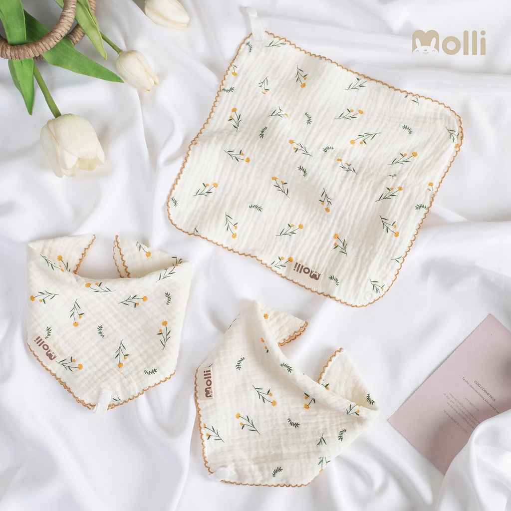 Set 3 Khăn sữa / yếm  xô 4 lớp kt 28*28cm cho bé