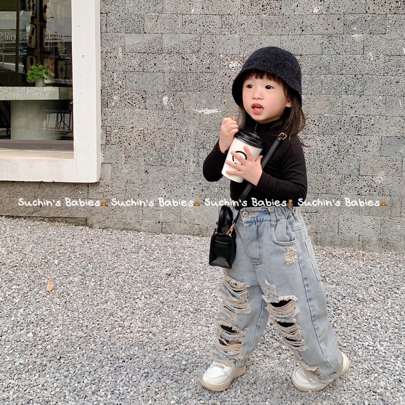 Quần bò suông rách cho bé trai và gái Suchin QDK0061