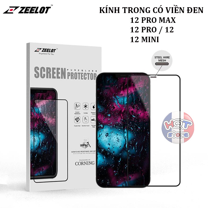 Kính cường lực ZEELOT 2.5D Steel Wire HD Clear cho IP 12 Pro Max / 12 Pro / 12 / 12 Mini