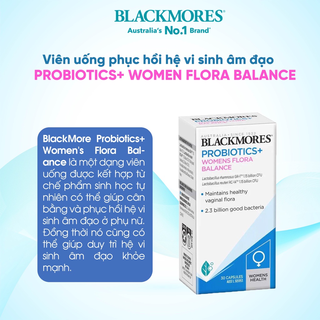 Viên uống phục hồi vệ sinh âm đạo Probiotics Womens Flora Balance Blackmores Úc 30viên