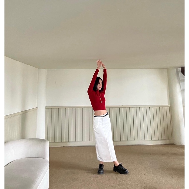 OPIN SKIRT - Váy trắng dáng dài basic - Whitelies Shop