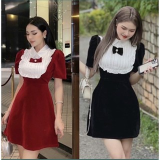 (ĐẦM NHUNG DỰ TIỆC) ĐẦM  TIỂU THƯ DÁNG CHỮ A SANG CHẢNH