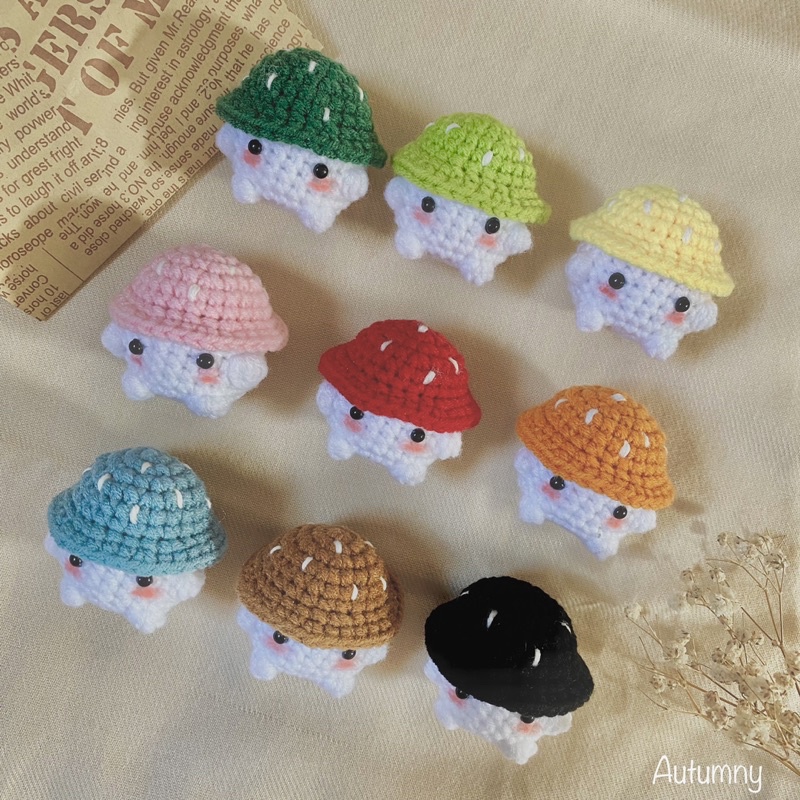 Móc khoá Bé nấm Chonky Mushie bằng len handmade - Amigurumi - Quà tặng người thân, bạn bè, quà tặng sinh nhật, ...