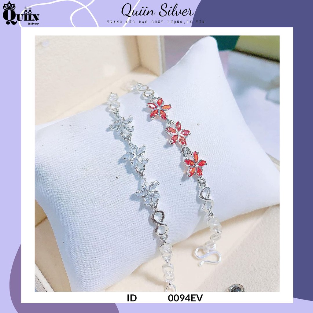 Lắc/Vòng bạc ta, bạc S925 Quiin - Mặt hình hoa năm cánh dành cho bé gái 0094EV