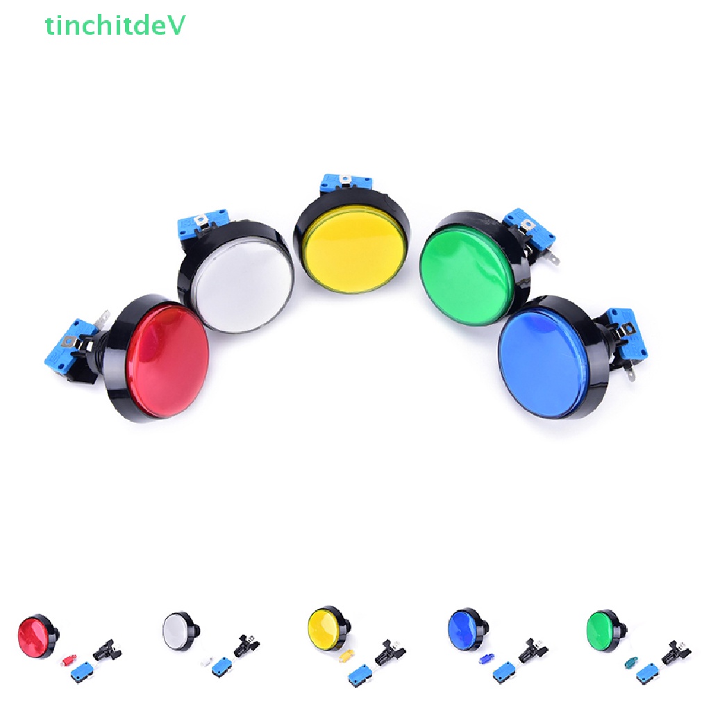 [TinchitdeV] Đèn LED 60mm Hình Tròn Lớn Có Công Tắc Nút Nhấn Cho Trò Chơi Arcade Video
