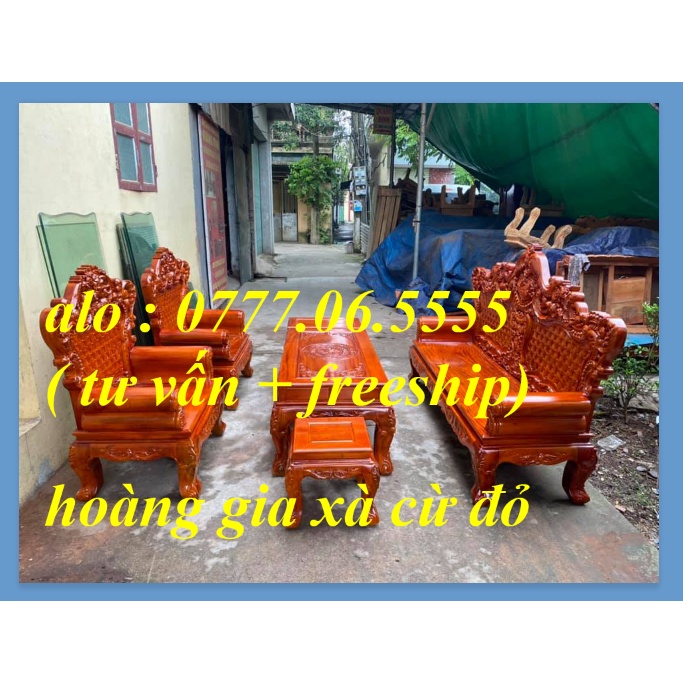 Bộ Bàn Ghế Phòng Khách Hoàng Gia Gỗ Xà Cừ Đỏ