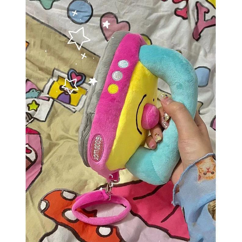 Túi Đựng Bút Chì / Mỹ Phẩm Bằng Lông Nhung Họa Tiết Quái Vật May Mắn Dễ Thương