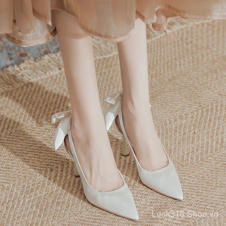 Giày Cao Gót Mũi Nhọn Thời Trang Xuân Thu 2023 Cho Nữ