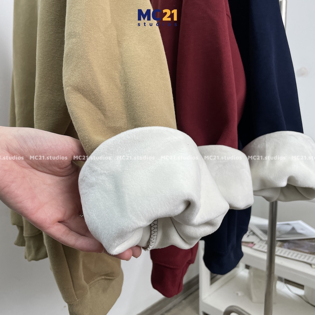 Áo sweater MC21.STUDIOS oversize Unisex nam nữ form rộng Ulzzang Streetwear Hàn Quốc chất nỉ lót lông cao cấp A3440