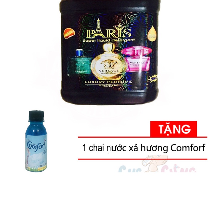 Nước Giặt Paris Thái Lan 5L hương nước hoa (giặt xả 5in1) TẶNG 1 chai nước xả hương Comfort màu x