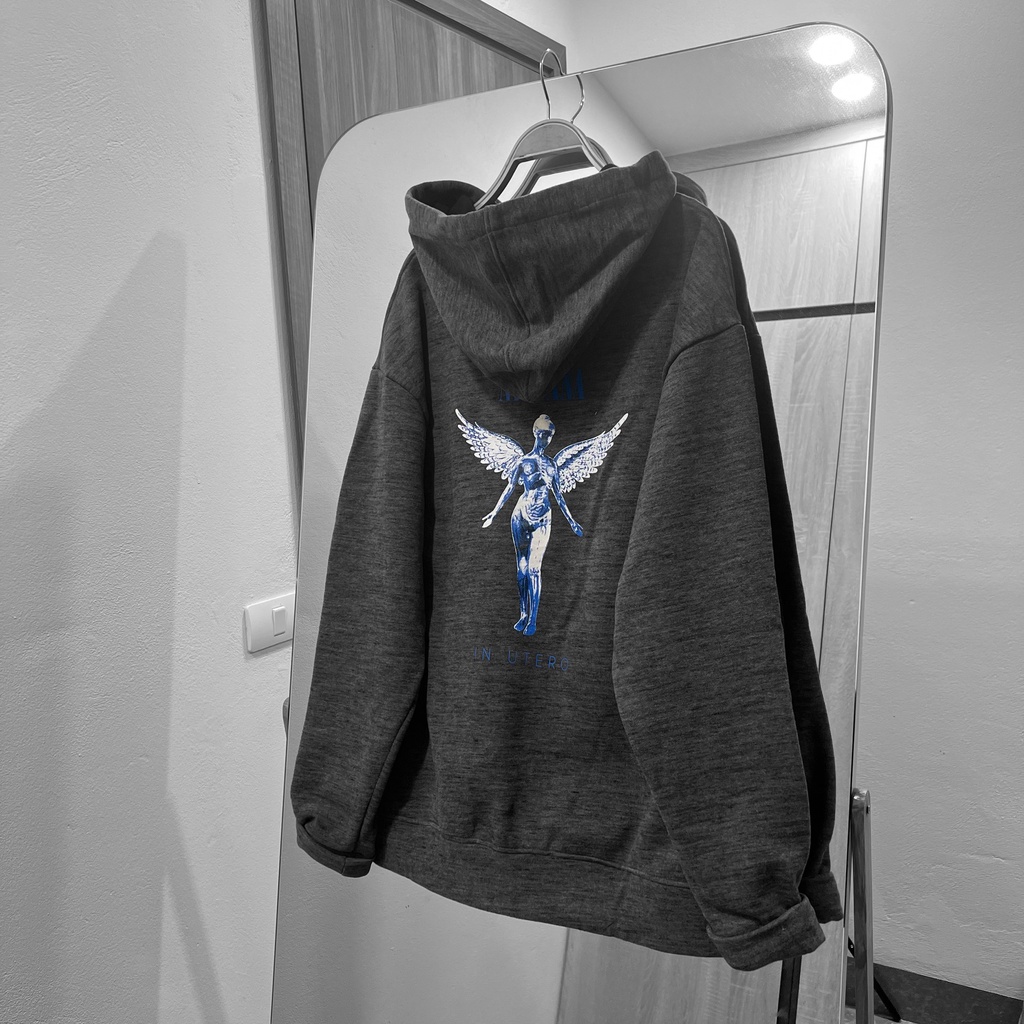 Áo Hoodie in hình MEANSTORE nỉ lót bông có mũ oversize unisex nam nữ form rộng phong cách Hàn Quốc - Nirvana