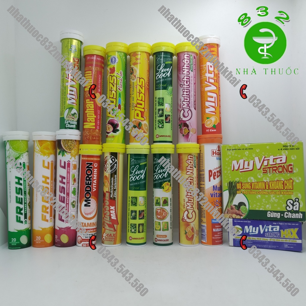 Viên sủi MyVita , Fresh C , Pluszs , CMulti Ích Nhân, Livecool , Napha Multi đủ loại -