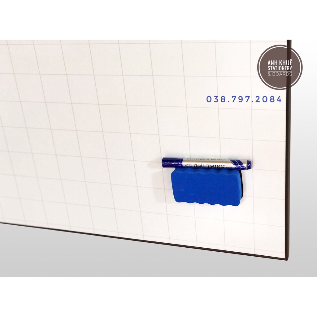 Bảng viết bút lông từ trắng KT 60x100 cm Tặng bông lau nam châm bút dạ bảng