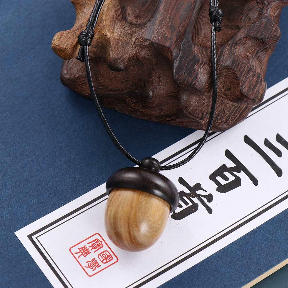 Vòng cổ Mặt Gỗ Mun Hình Quả Thông Phong Cách Trung Hoa