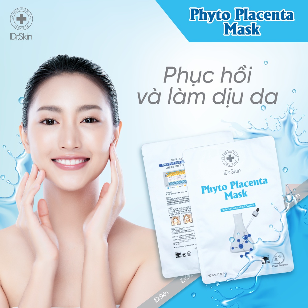 [iDr.Skin Chính Hãng] Mặt Nạ nhau thai iDr.Skin Phyto Placenta Mask (lẻ 1 miếng)