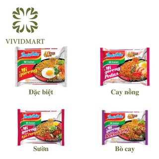 [GÓI LẺ] - INDOFOOD - Mì xào khô Indomie Mi Goreng đủ 4 vị: Đặc biệt, sườn, cay nồng, bò cay (79g - 91g) - Mì Ăn Liền In