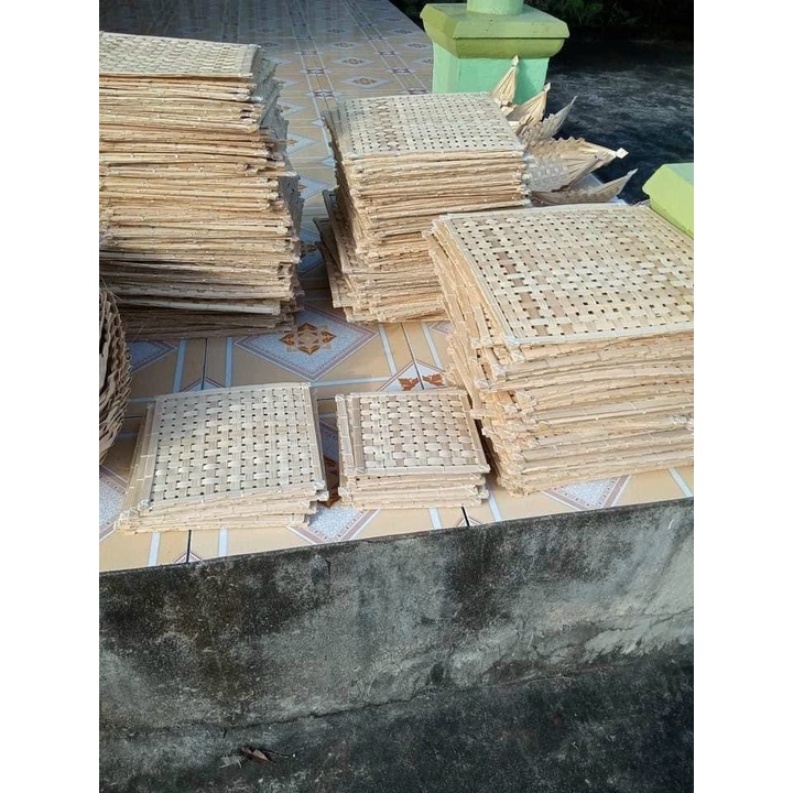Tấm tre đan, mành tre, mẹt tre vuông decor trang trí tết, lớp mầm non, giáng sinh, khánh biểu ngữ