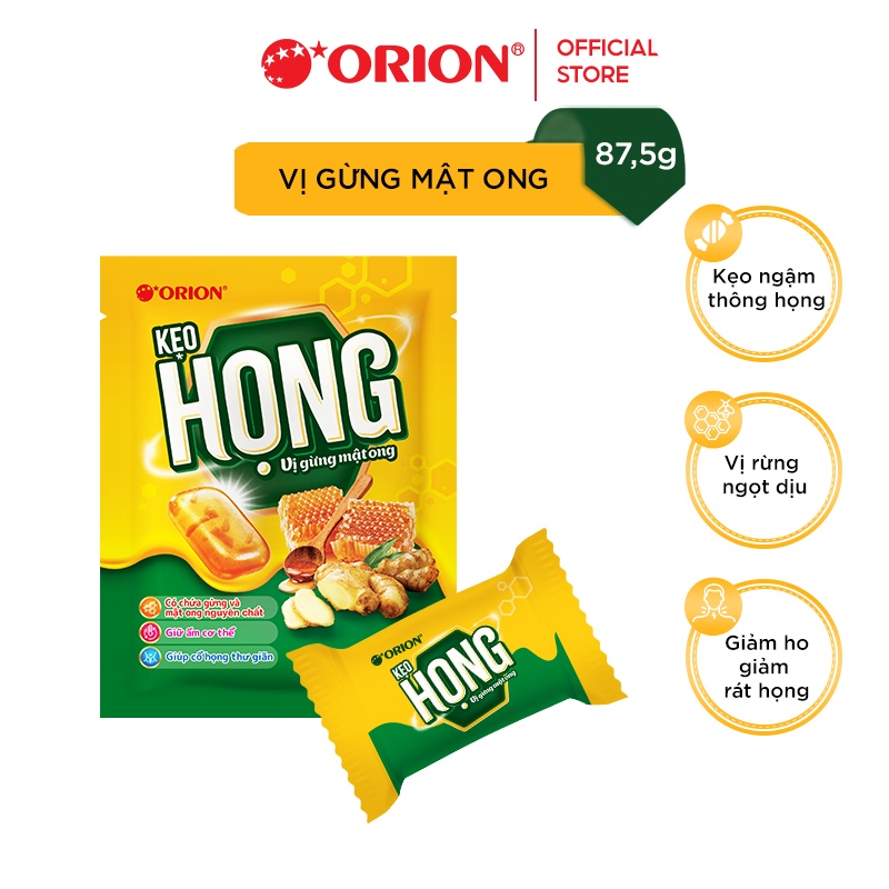 Kẹo ngậm HỌNG Orion vị gừng mật ong gói 87.5G