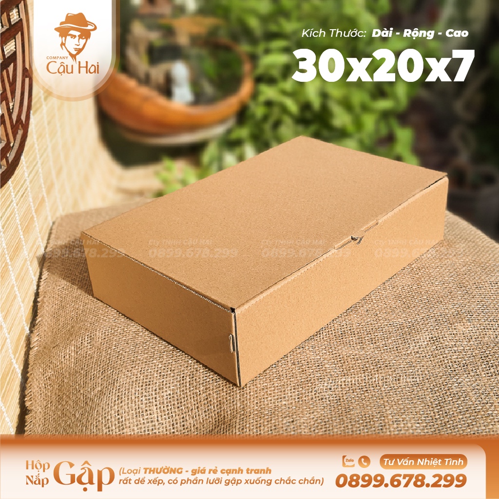 Set 50 hộp carton nắp GẬP 30x20x7