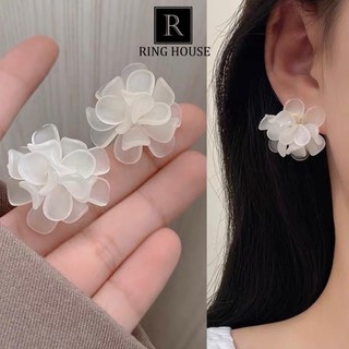 (Chuôi bạc 925) E175 Bông tai khuyên tai nữ chùm hoa trắng đẹp cô dâu tết Ring House