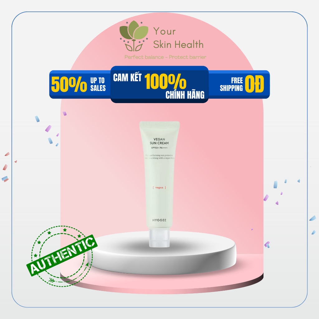 Kem chống nắng thuần chay dưỡng ẩm và bảo vệ da HYGGEE Vegan Sun Cream with SPF 50 + Pa++++