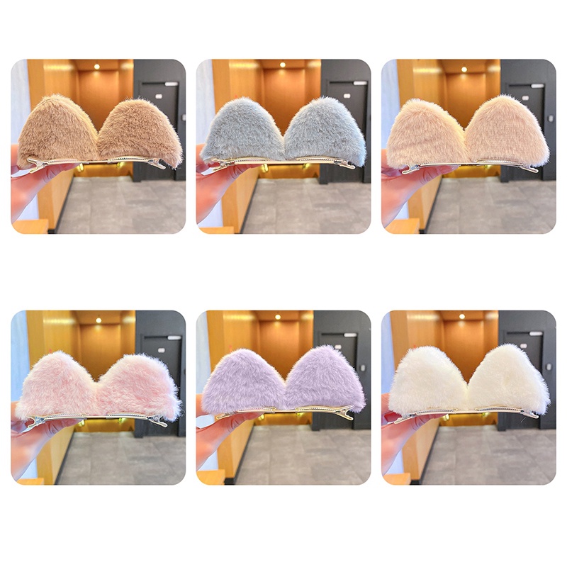 Ygt Set 2 Kẹp Tóc Hình Tai Mèo Bằng Lông Nhung Mềm Mại Ngọt Ngào Cho Bé Gái