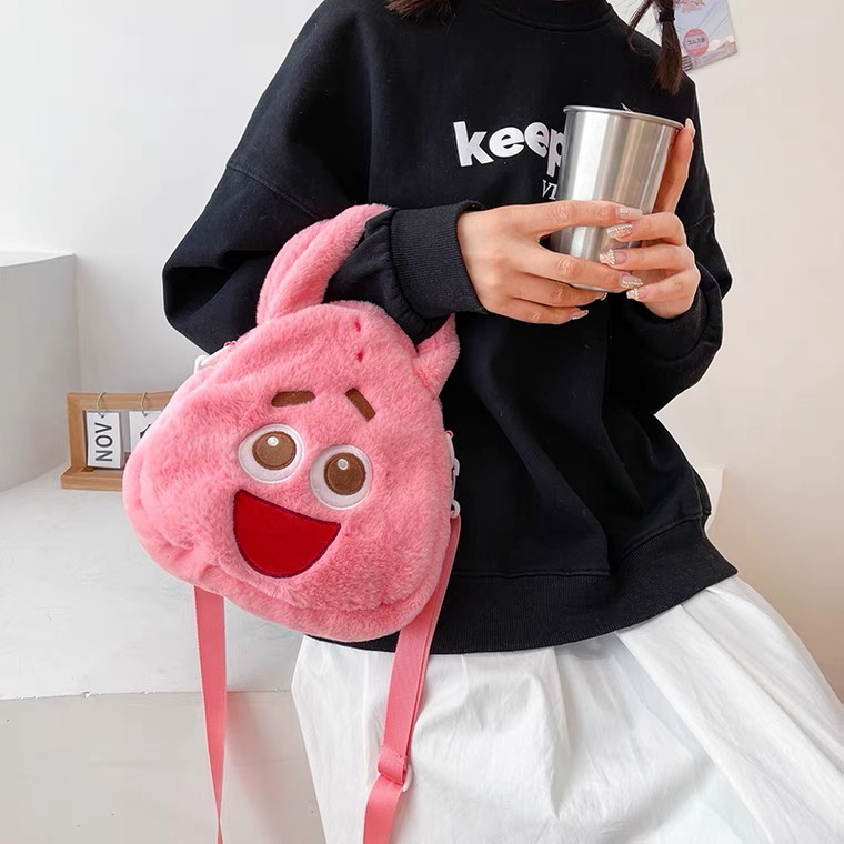 Babyfair Túi đeo vai sang trọng Hình dạng dễ thương Thiết kế nhân vật hoạt hình phổ biến Khóa kéo di động