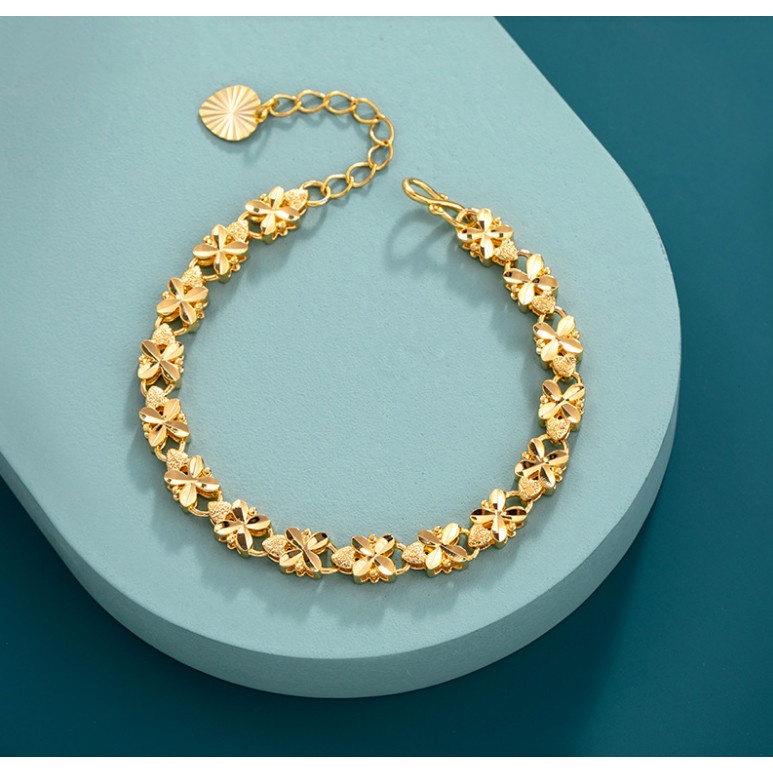 Lắc Tay Nữ Hoa Văn Cỏ 4 Lá Trang Sức Xuping Mạ Vàng Siêu Bền XP4518