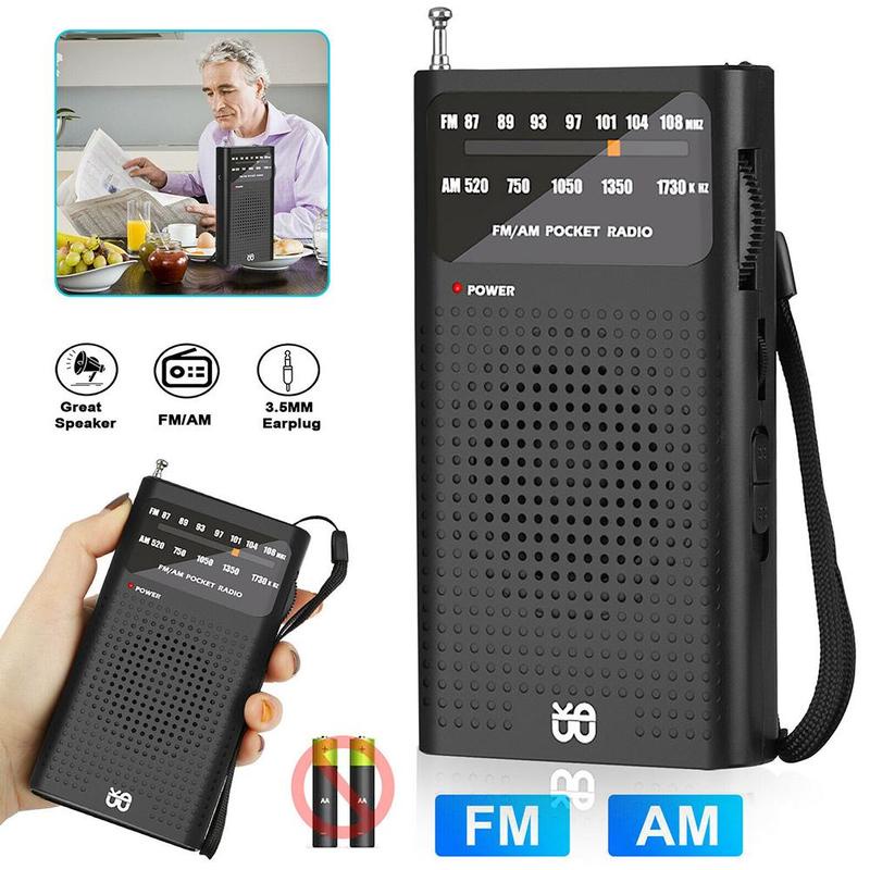 Radio Mini AM / FM Hai Băng Thông Báo Thời Tiết Cho Đi Bộ Đường Dài I8J4