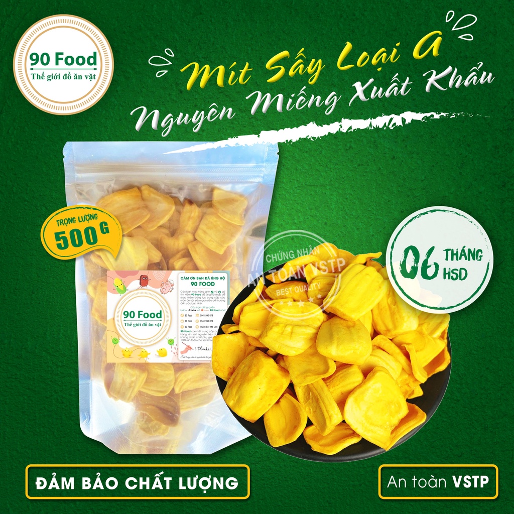 Mít Thái sấy loại A nguyên cánh xuất khẩu 90 F00d 500G thơm ngon nhức nách đồ ăn vặt Việt Nam ATVSTP