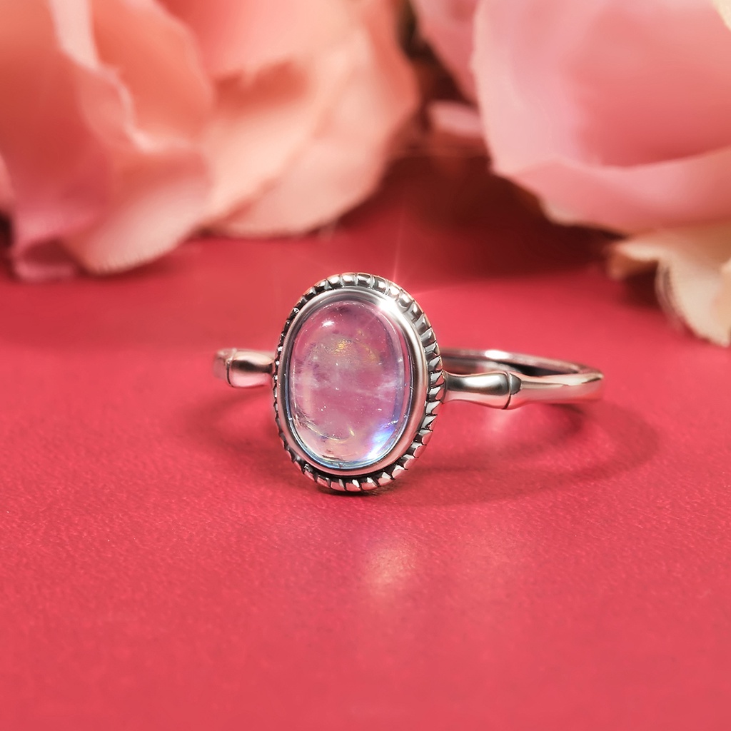 Nhẫn Nữ Bạc 925 Đá Aquamarine Thiên Nhiên