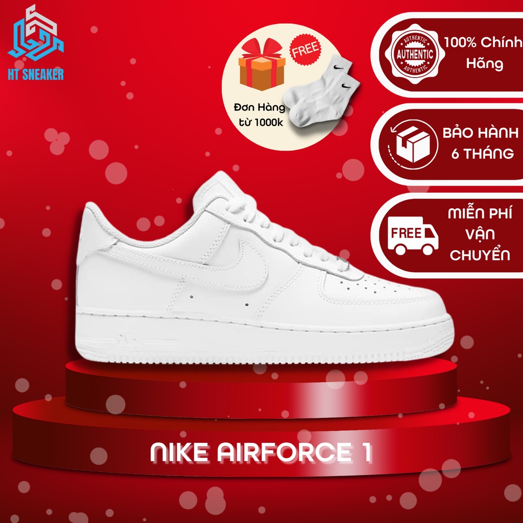 Giày Thể Thao Nike Airforce 1 allwhite cổ thấp