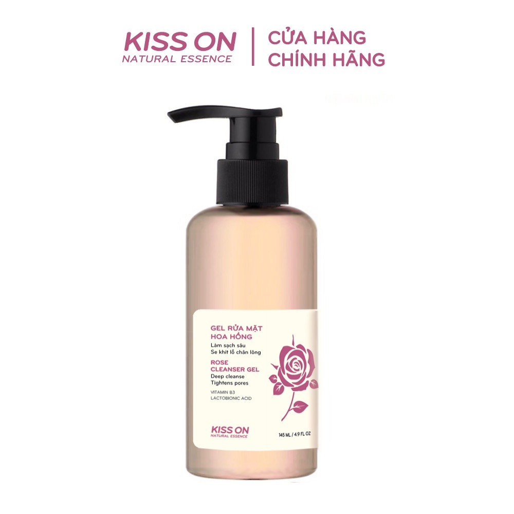 Sữa rửa mặt hoa hồng KISS ON 145ml cân bằng ẩm cho da và làm sạch sâu hết nhờn