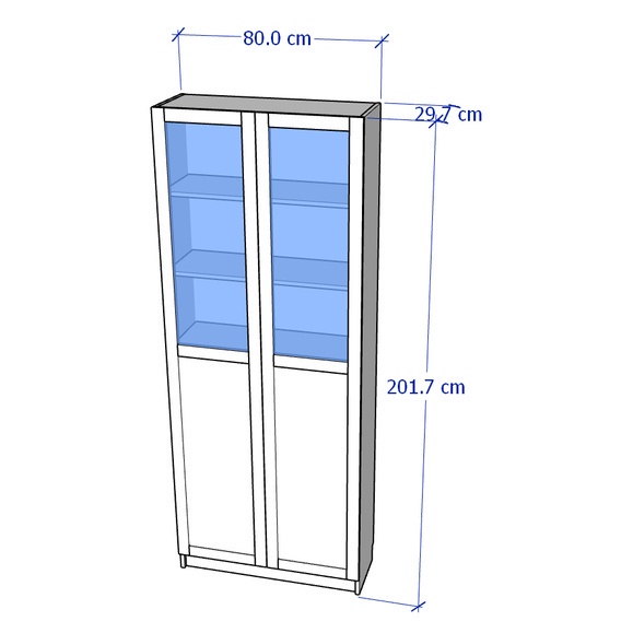 JELLY, Kệ sách 6 tầng cửa cổ điển kèm kính SHE_056, 80x30x202cm, kệ gỗ Scandi Home