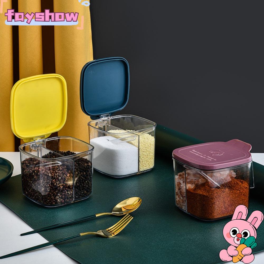 Hộp Đựng Gia Vị 2 Ngăn Có Nắp Đậy Tiện Dụng Cho Nhà Bếp