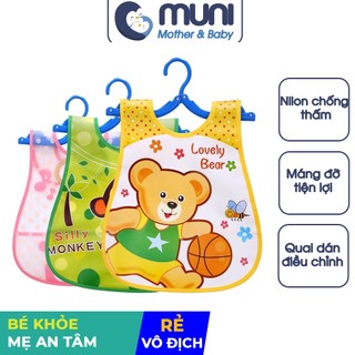 Yếm Ăn Dặm Nilon Quai Dán Có Máng Đỡ Cho Bé Cực Tiện Lợi, Bền Theo Thời Gian - BTT00280