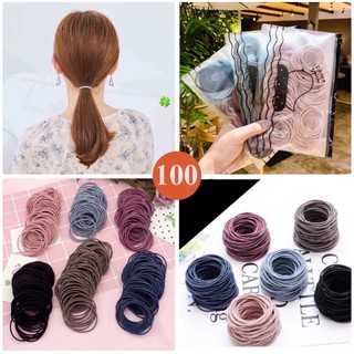 SET 100 dây buộc tóc nữ màu đen