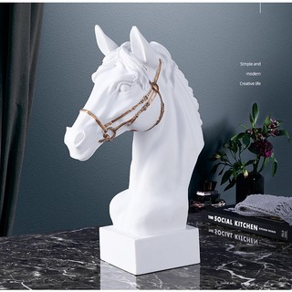 Tượng Đầu Ngựa Thần Pegasus Trắng - Trang Trí Nội Thất Hiện Đại
