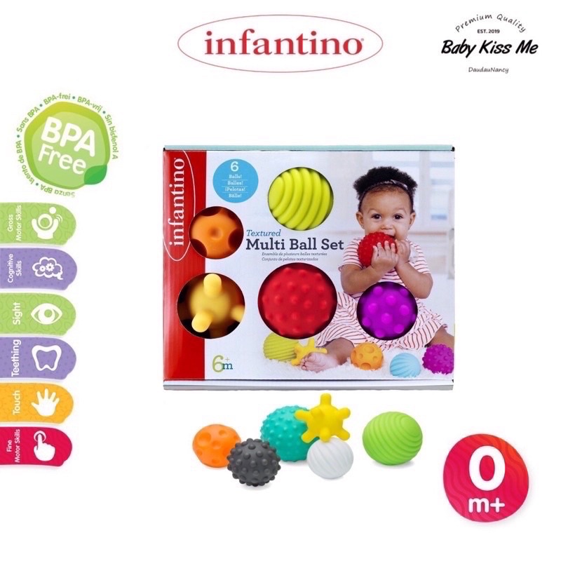 Set Đồ Chơi 6 Bóng Cảm Quan Infantino Kích Thích Phát Triển Đa Xúc Giác Và