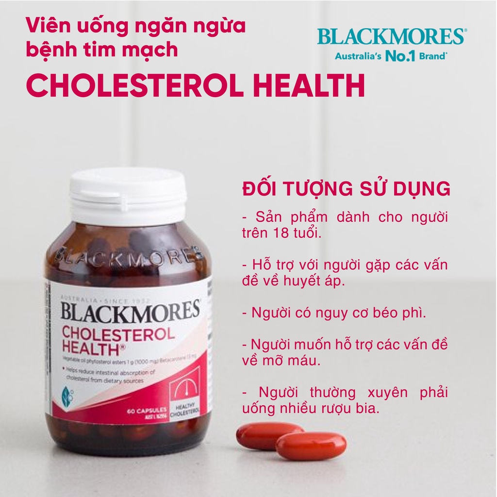 Viên uống hỗ trợ giảm mỡ máu, cân bằng Cholesterol Blackmores 60 viên