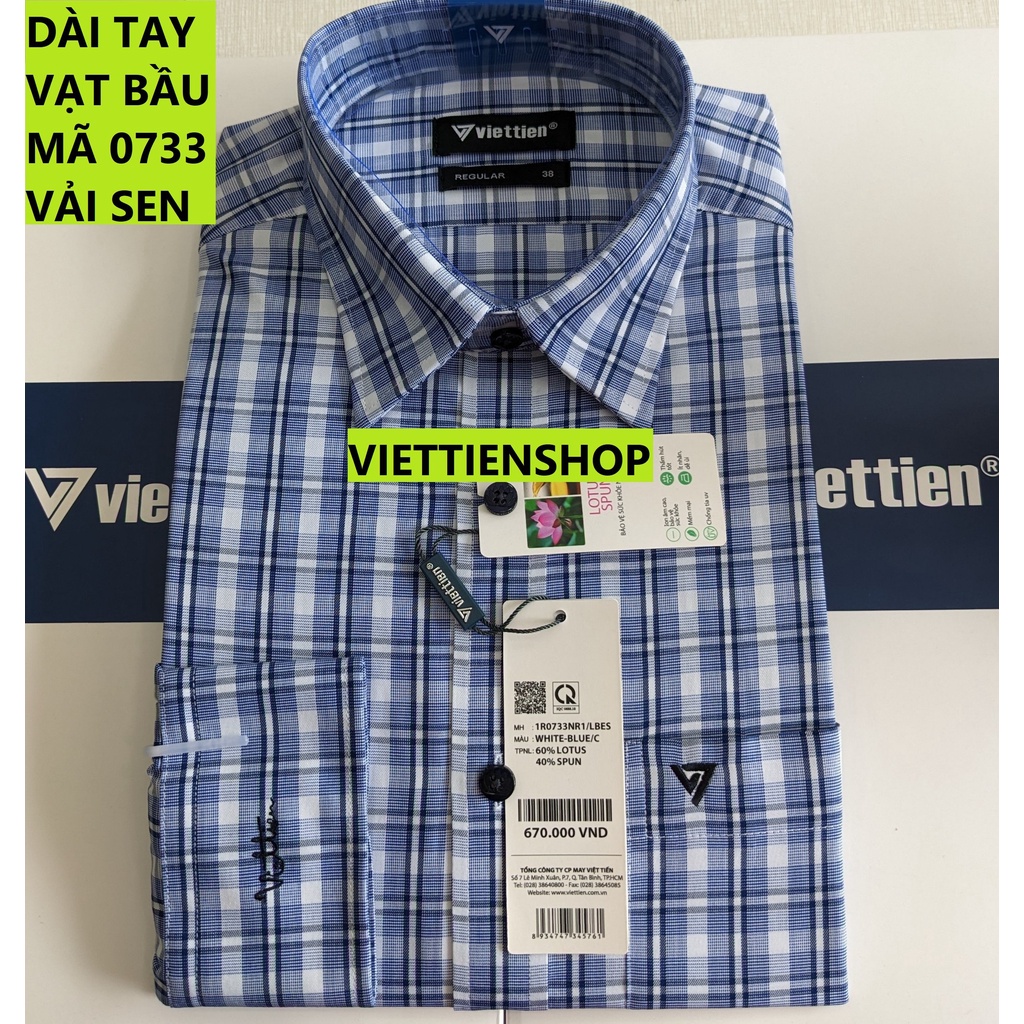 (0733 CRL) ÁO SƠ MI VIỆT TIẾN DÀI TAY VẢI SEN CA RÔ