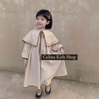 Váy Bé Gái CELINA V15 Đầm Trẻ Em Chất Liệu Thô Cara Mềm Thiết Kế Phong Cách Vintage