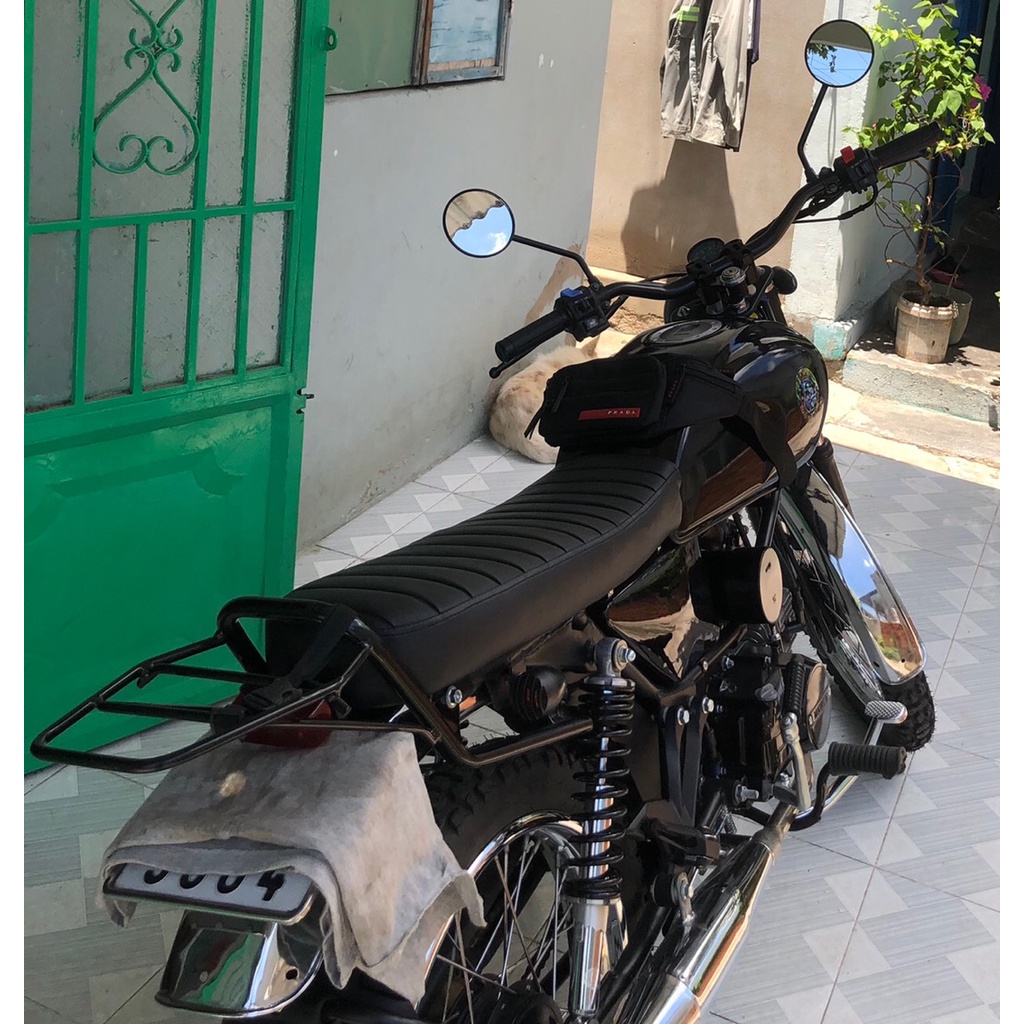 Gương chiếu hậu tròn classic cafe Racer chân ốc 10mm cao 30cm