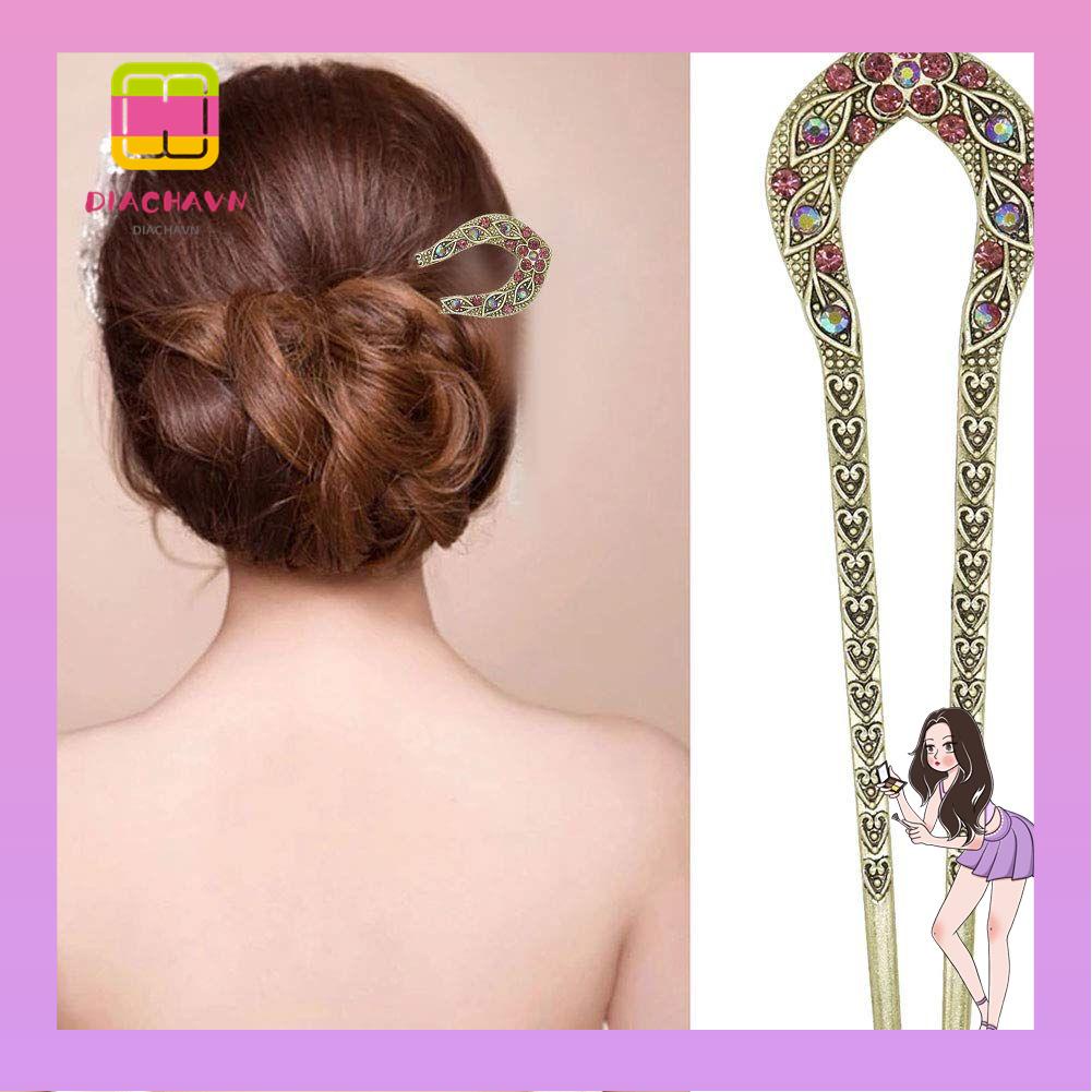 Trâm Cài Tóc Chignon Kiểu Dáng Xinh Xắn Hợp Thời Trang|Kẹp Kim Loại Hai Lớp Chuyên Dụng Cho Làm Đồ Thủ Công
